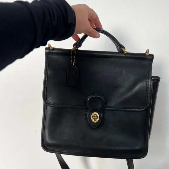 VINTAGE COACH pre-1994 WILLIS black leather crossbody bag - Picture 11 of 12